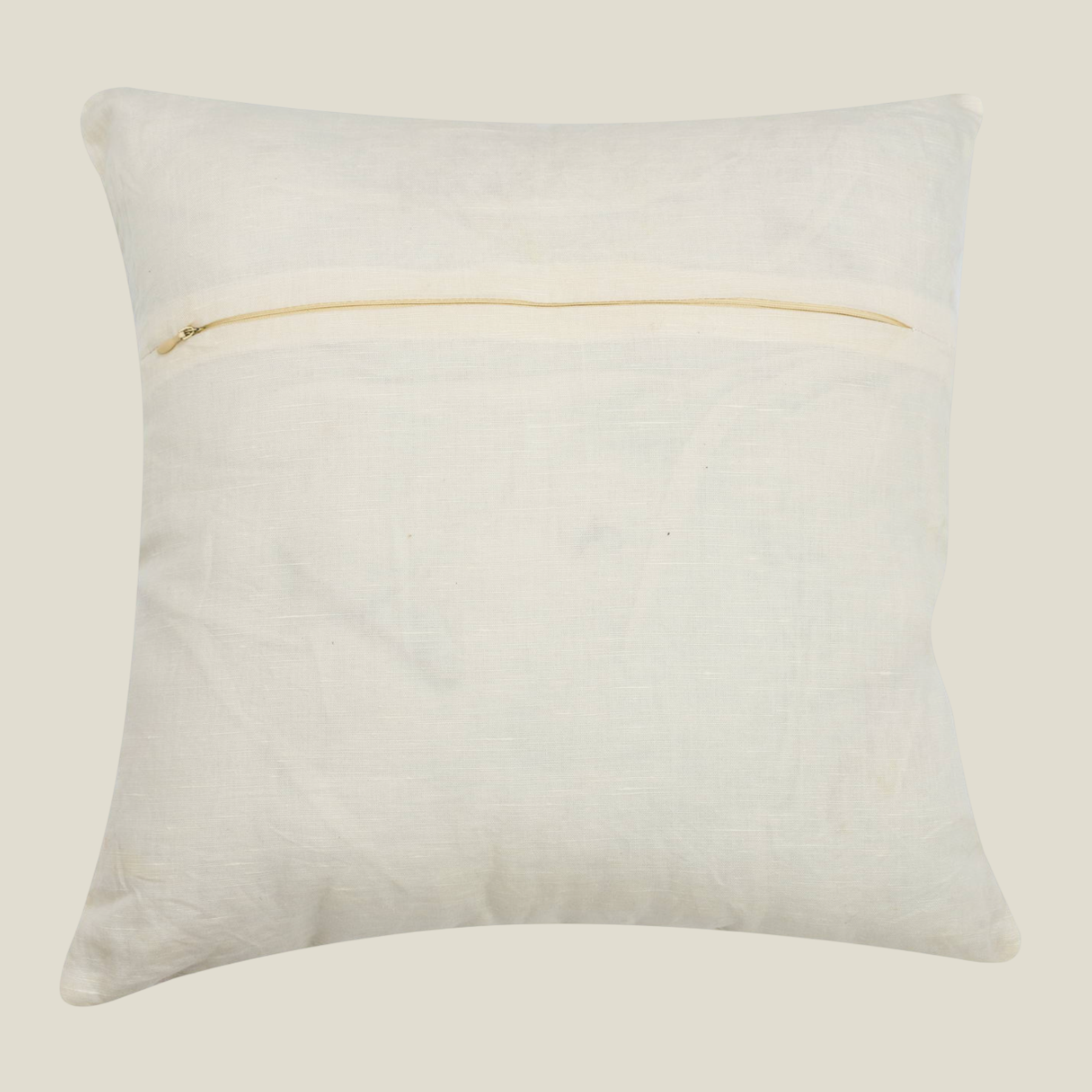 The Luxelife Off-White Cotton Floral Brown & Yellow Embroidered Cushion Cover