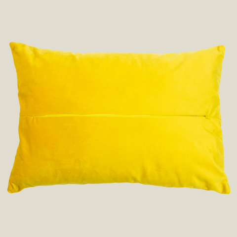The Luxelife Yellow Velvet Floral Boho Fully Embroidered Cushion Cover