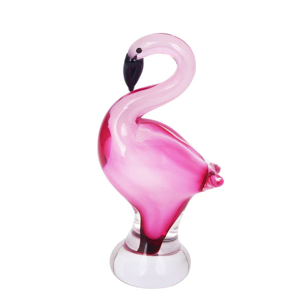 Crystal Curved Flamingo Figurine
