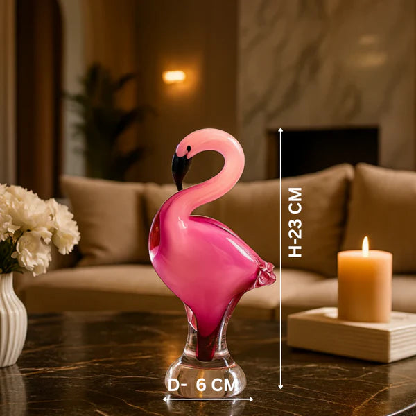 Crystal Curved Flamingo Figurine