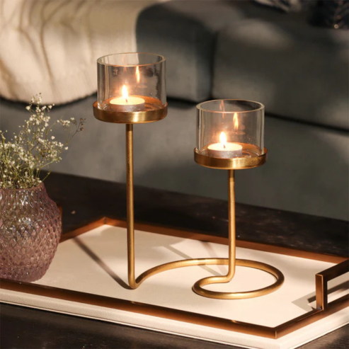 Anya Loop Tealight Holders - Gold