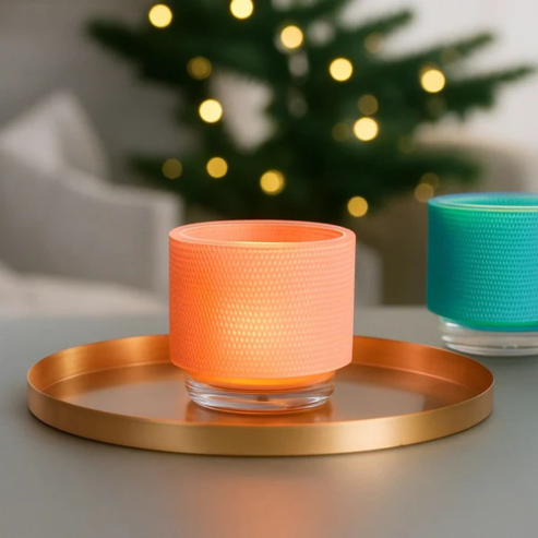Colorata Tealight Holder with Cover - Coral
