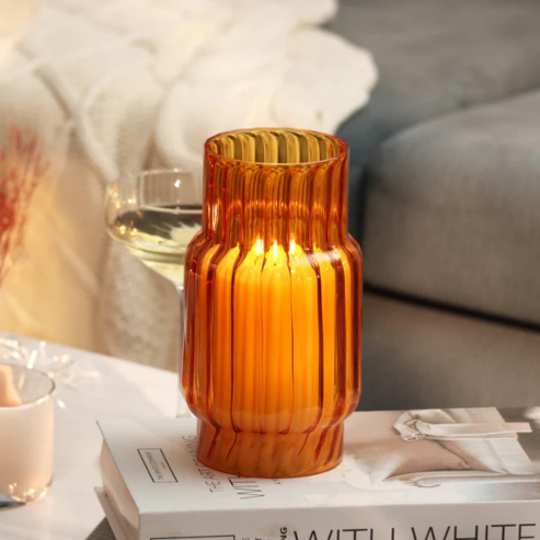 Emir Glass Hurricane Tall - Burnt Orange