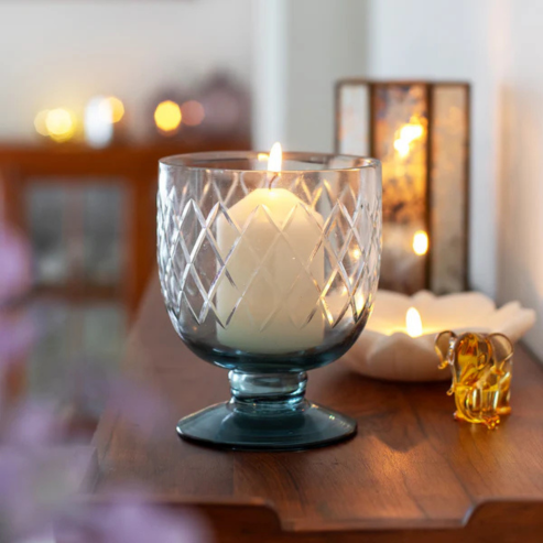 Havana Glass Hurricane - Teal