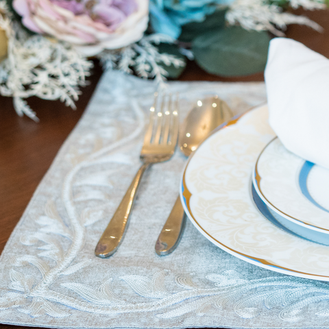 The Luxelife Embroidered Grey Placemats