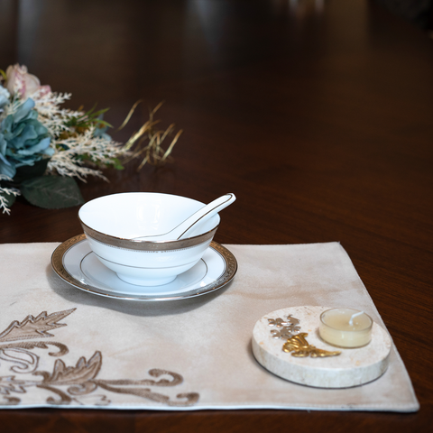 The Luxelife Embroidered Beige Placemats