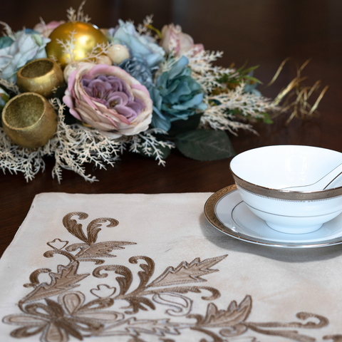 The Luxelife Embroidered Beige Placemats