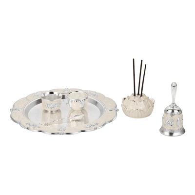 Pastel Puja Thali (White)