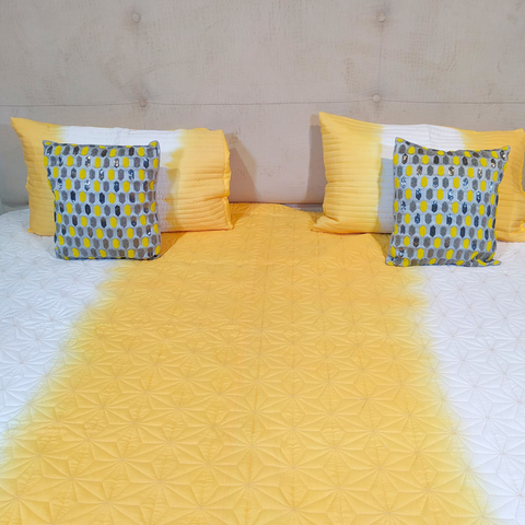 The LuxeLife Yellow Shaded Quilted Bedcover (Star Design)