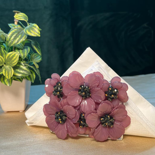 The LuxeLife Dark Pink Floral Tissue Holder