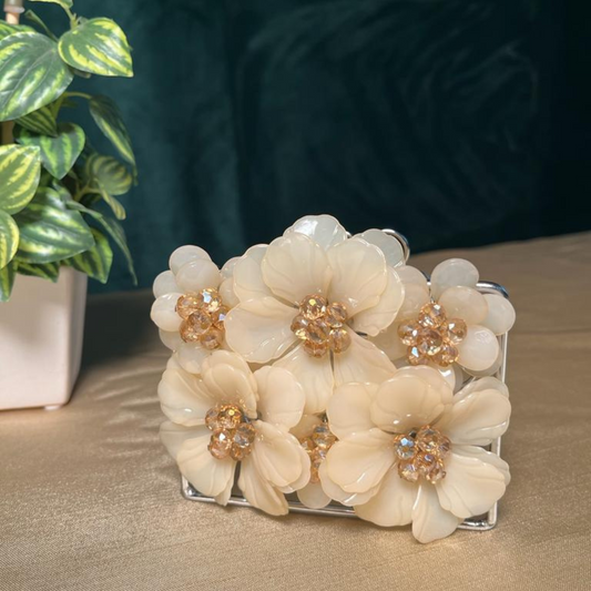 The LuxeLife Beige Floral Tissue Holder