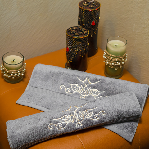 The Luxelife Grey Embroidered Face Towel