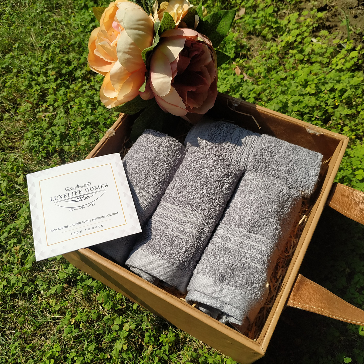The Luxelife Grey Plain Face Towel