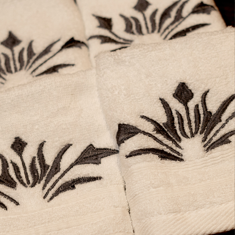 The Luxelife White Face Towel with Black Embroidery