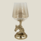 Pillar Candle Holder (Small) Horse Gold Finished Aluminum With Half Brown Luster Glass