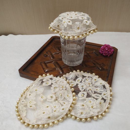The Luxelife Golden Round Beaded Coaster (set of 4)