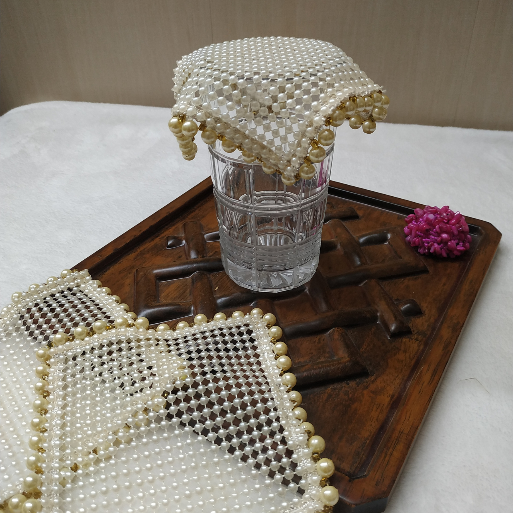 The Luxelife Golden Square Beaded Coaster (set of 4)
