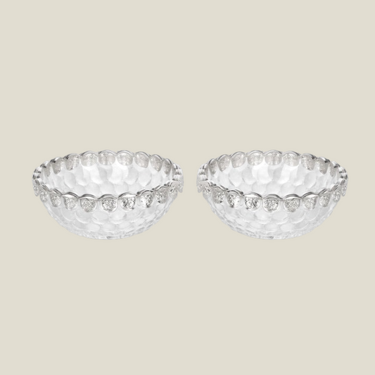 Crystal Bowl With Design Silver set of 2