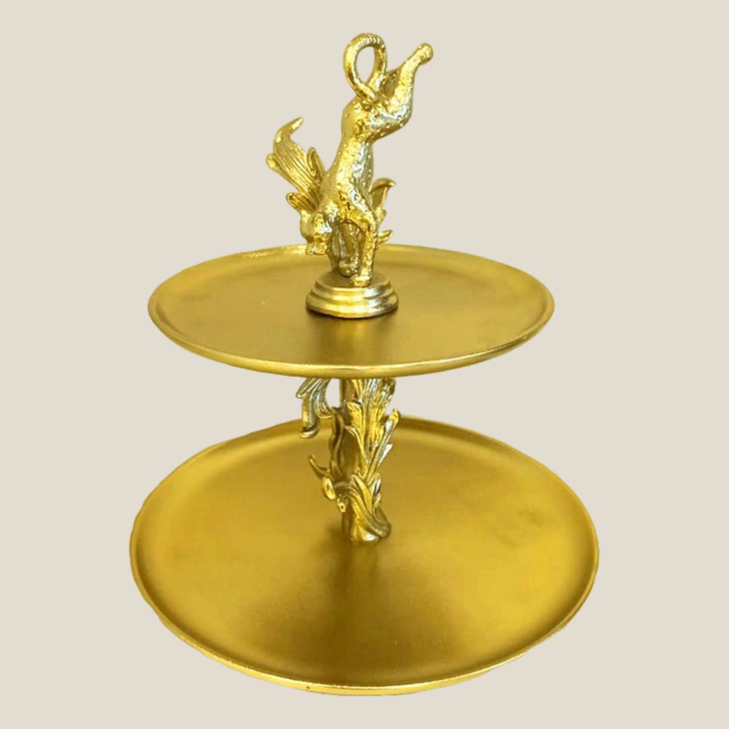 2 Tier Cake Stand Gold And Antique Brass Finished Aluminum