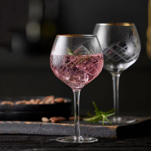 Milano Gold Gin & Tonic Glasses 600ml, Set of 2