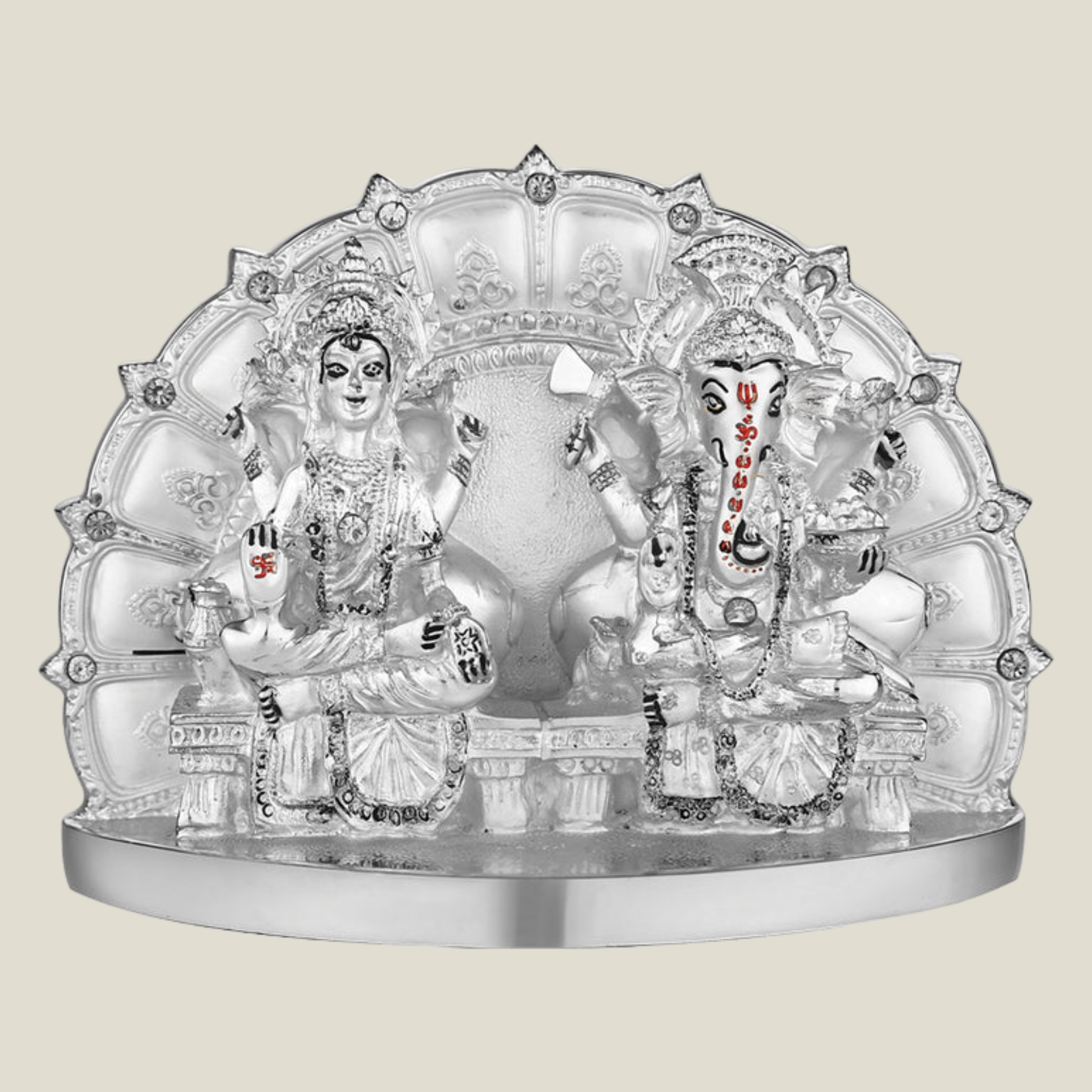 Lakshmi Ganesh Pair (h-10 cm) - Silver