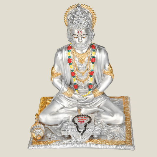 Dhyan Hanumanji Large (18.5 cm)- Silver