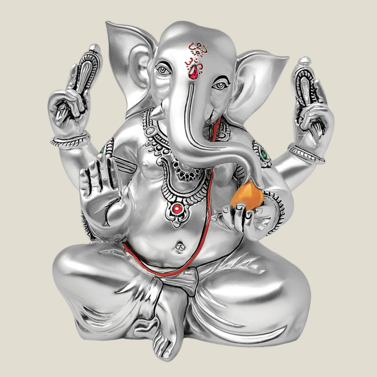 Glossy Ganesha (h-14 cm)- Silver