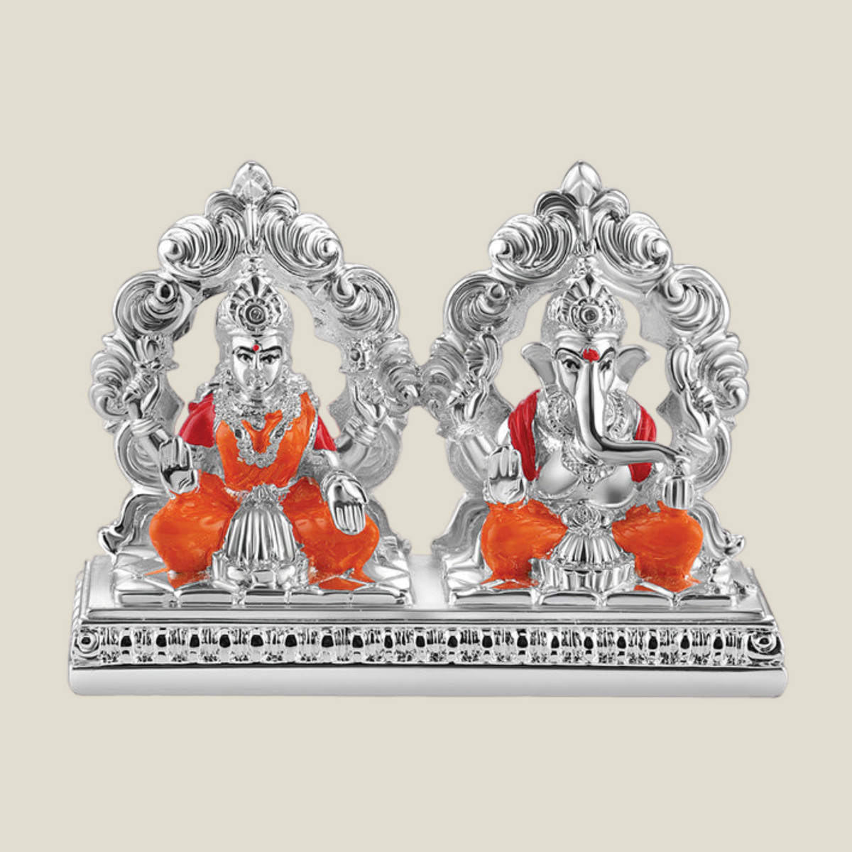 Lakshmi Ganesh ji single base (joined)- Colored