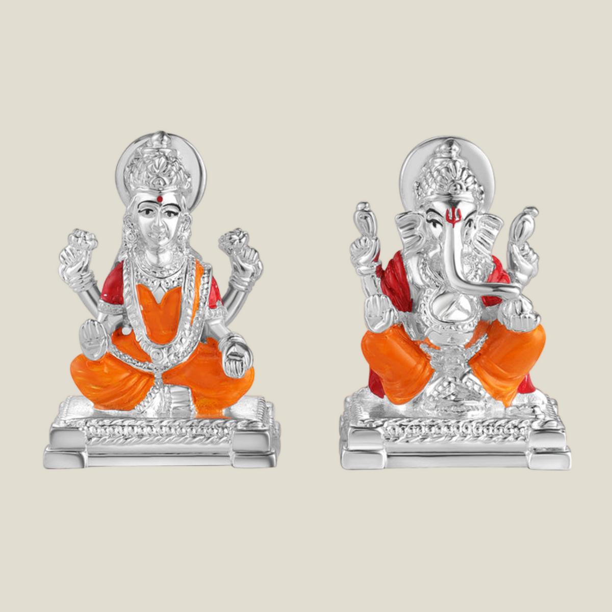 Lakshmi Ganesh ji Chowki Small- Colored