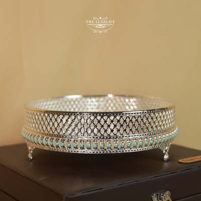 The LuxeLife Radiant Round Blue Tray