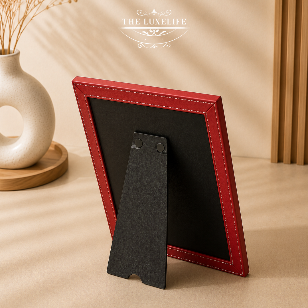Crimson Elegance Leather Frame