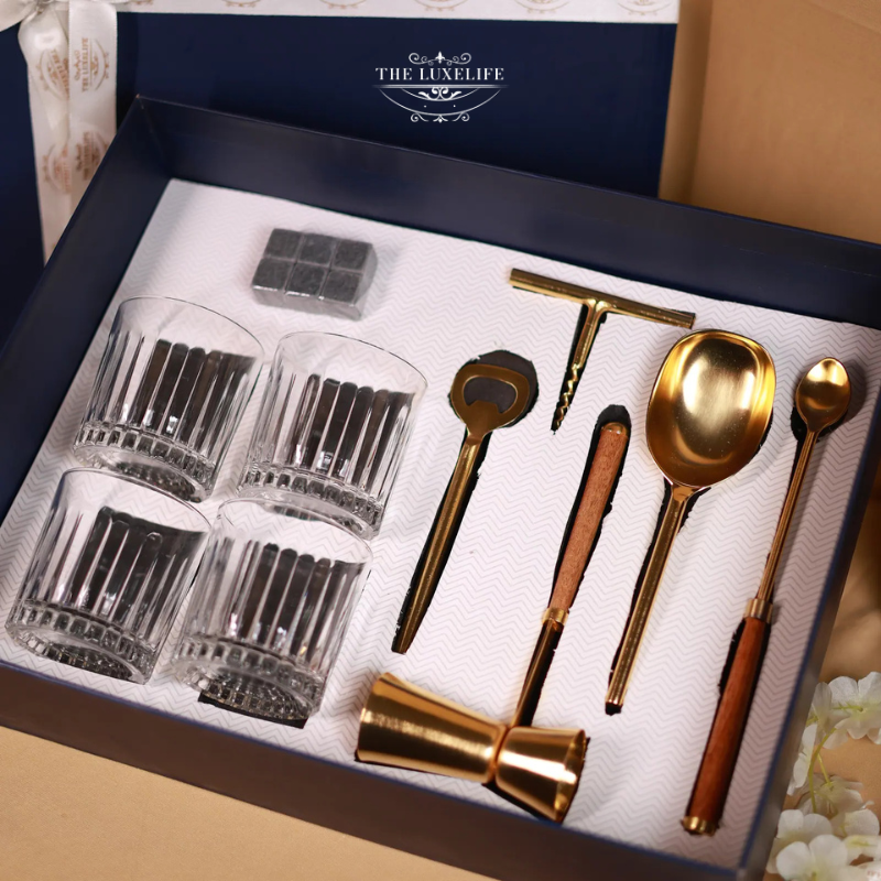The LuxeLife Gold Whiskey Bar Set