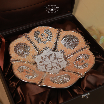 The LuxeLife Peach Peacock Galvanic Platter