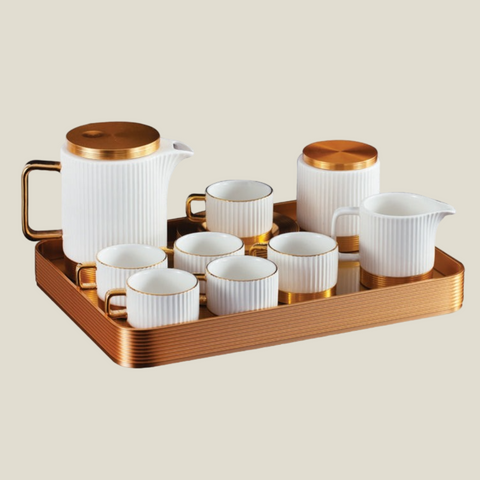 16 Pc Luxury Tea Set With Tray White