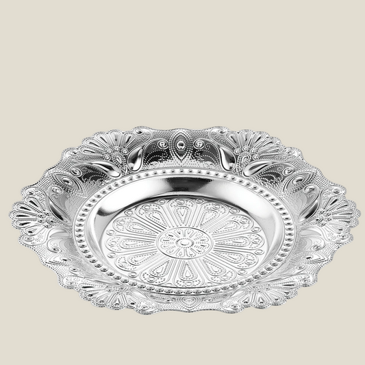 Round cutwork tray - Silver