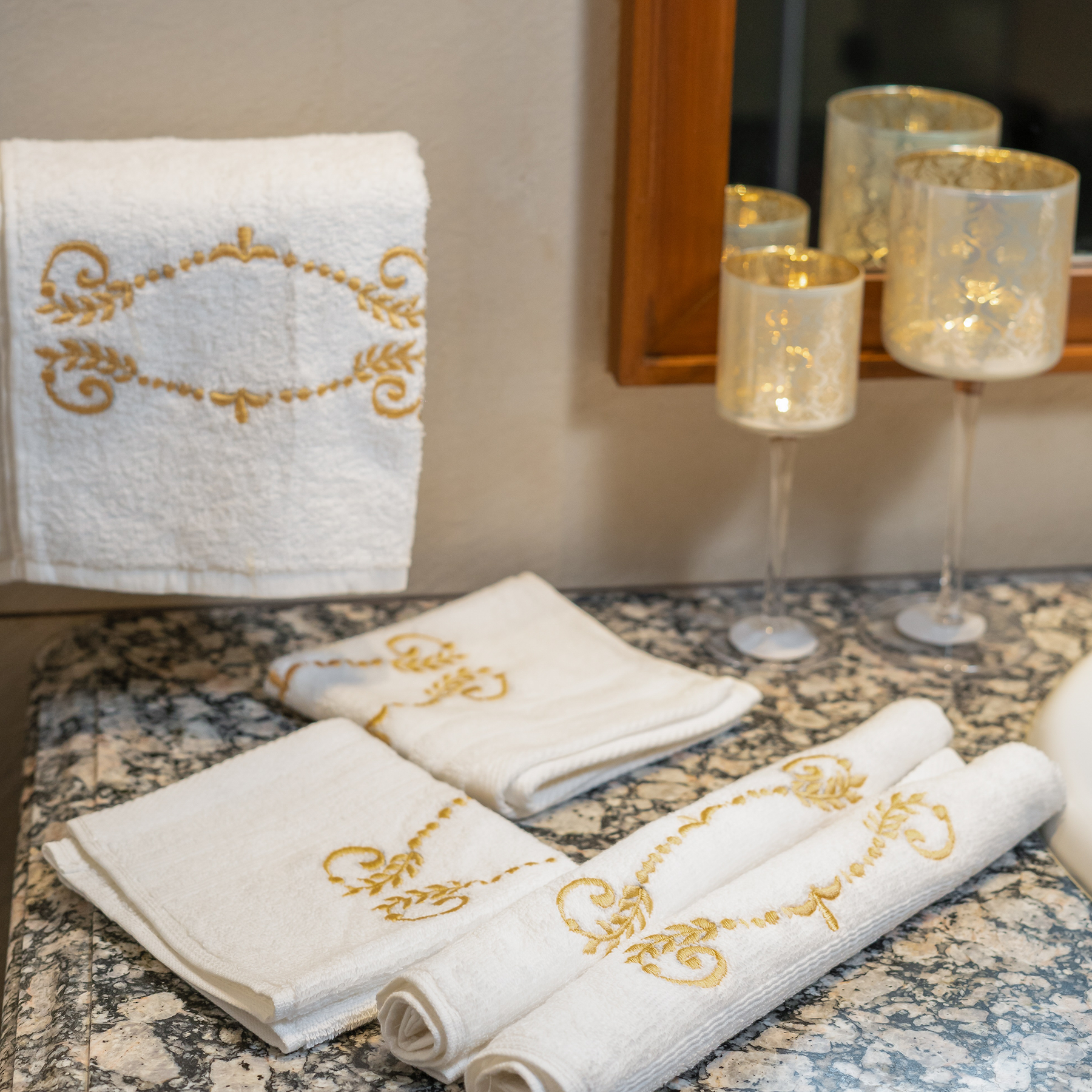 The Luxelife Golden Embroidered Hand Towels