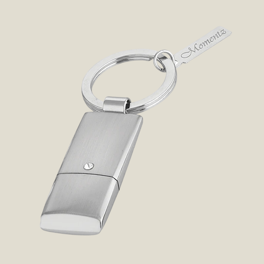 2 Tone Brush Keychain with 4 GB USB- Silver