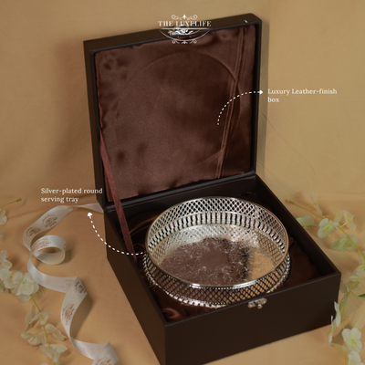 The LuxeLife Radiant Round Blue Tray
