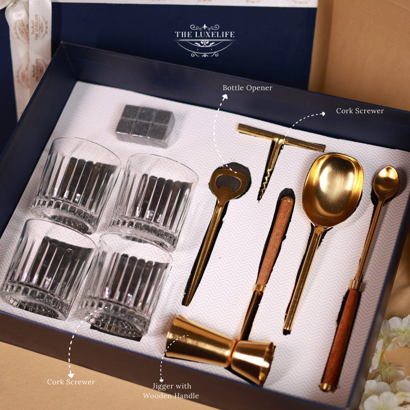 The LuxeLife Gold Whiskey Bar Set